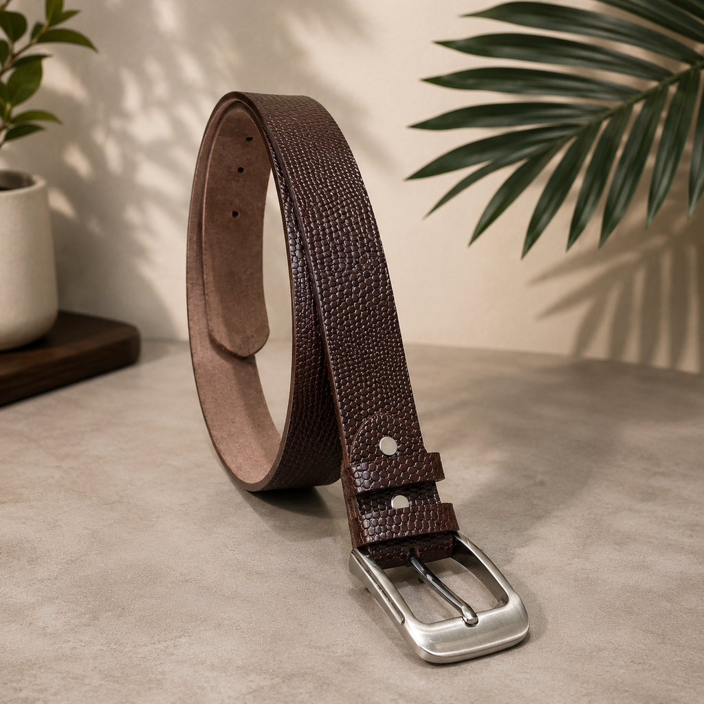 Croc Texture Brown Casual Belt