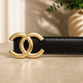 Women Classic Black Belt – Gold Buckle
