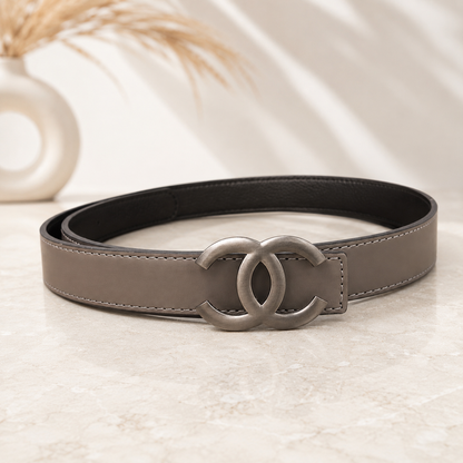 Women Classic Light Grey Belt – Gunmetal Buckle