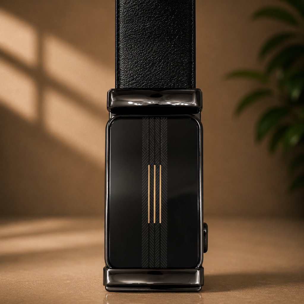 Double-Line Metallic Auto-Lock Buckle (Gold & Black)