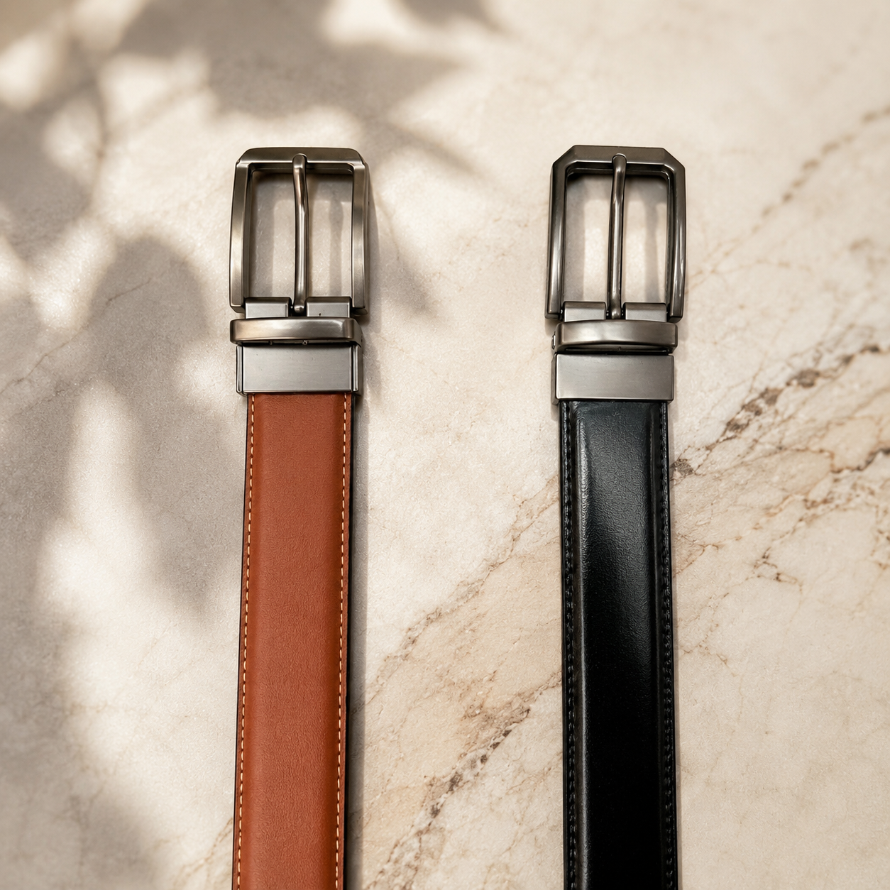 Beltrex DuoFlex 2-in-1 Reversible Leather Belt (Black & Cognac Brown)