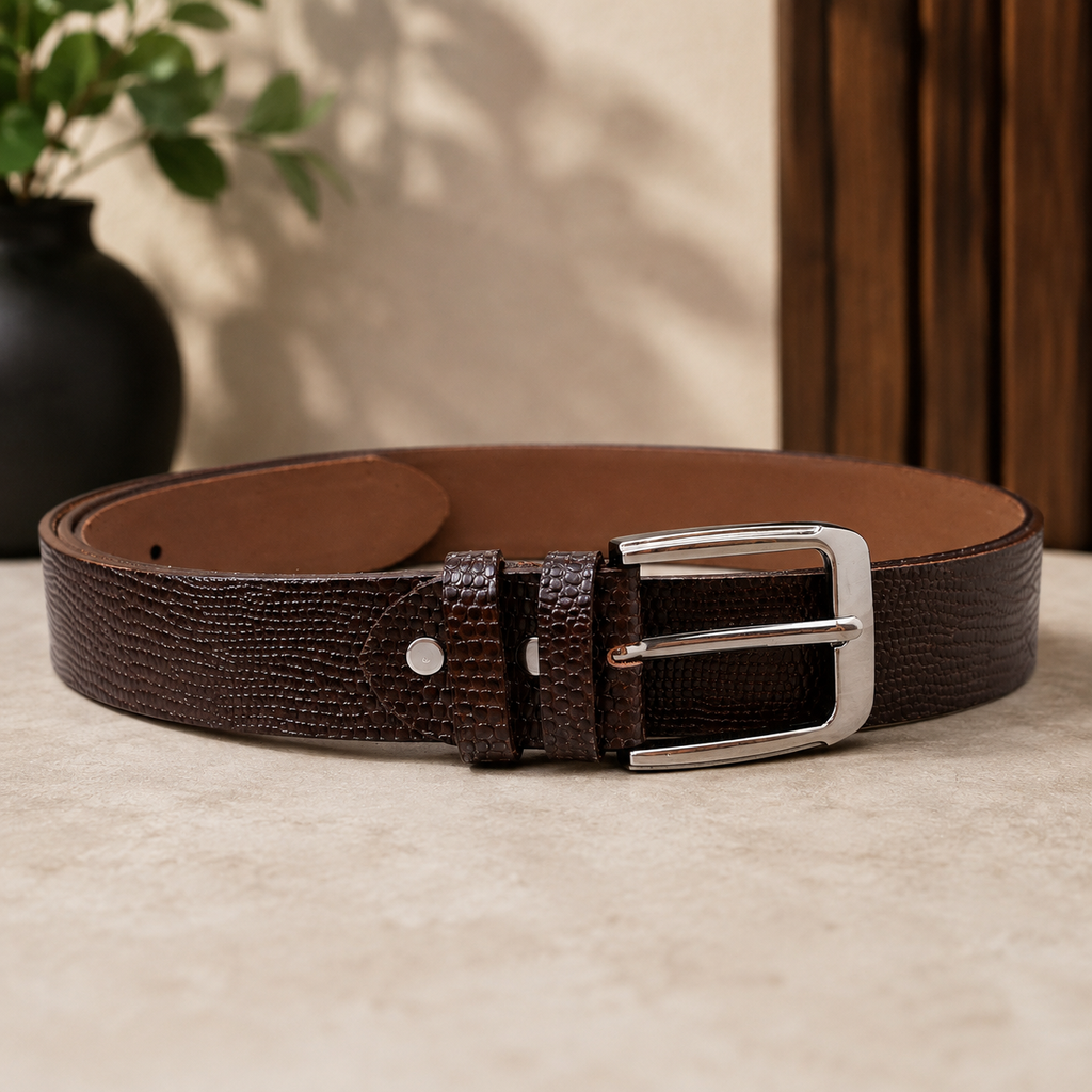 Croc Texture Brown Casual Belt