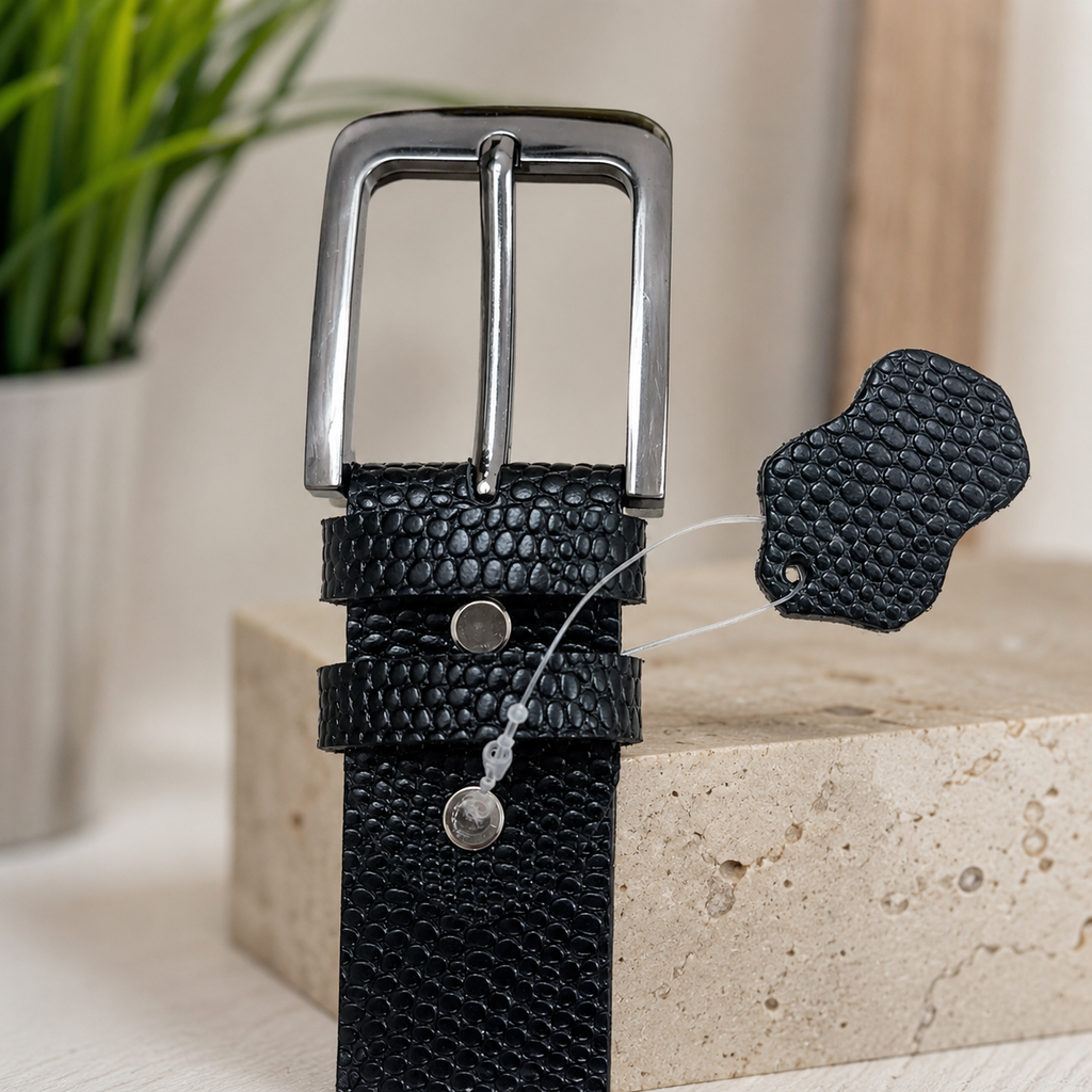 Croc Texture Black Casual Belt