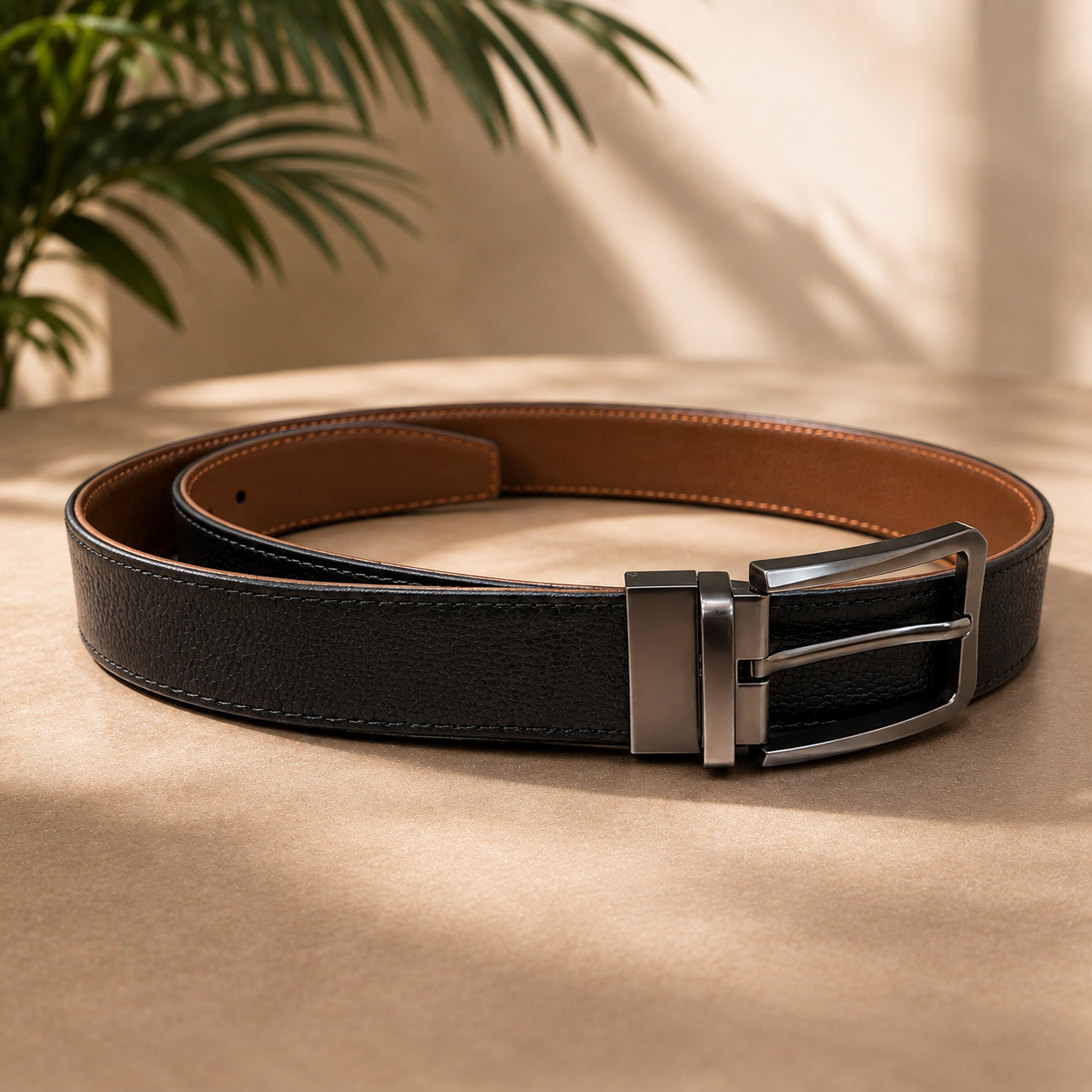 Beltrex DuoFlex 2-in-1 Pure Leather Belt (Black & Cognac Brown)
