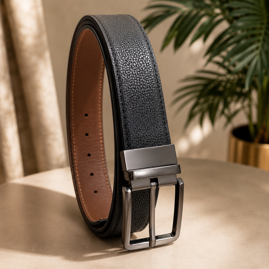 Beltrex DuoFlex 2-in-1 Pure Leather Belt (Black & Cognac Brown)