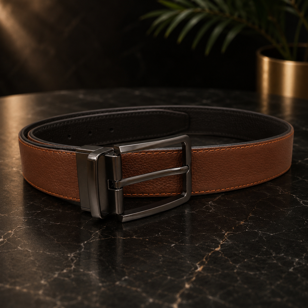 Beltrex DuoFlex 2-in-1 Pure Leather Belt (Black & Cognac Brown)