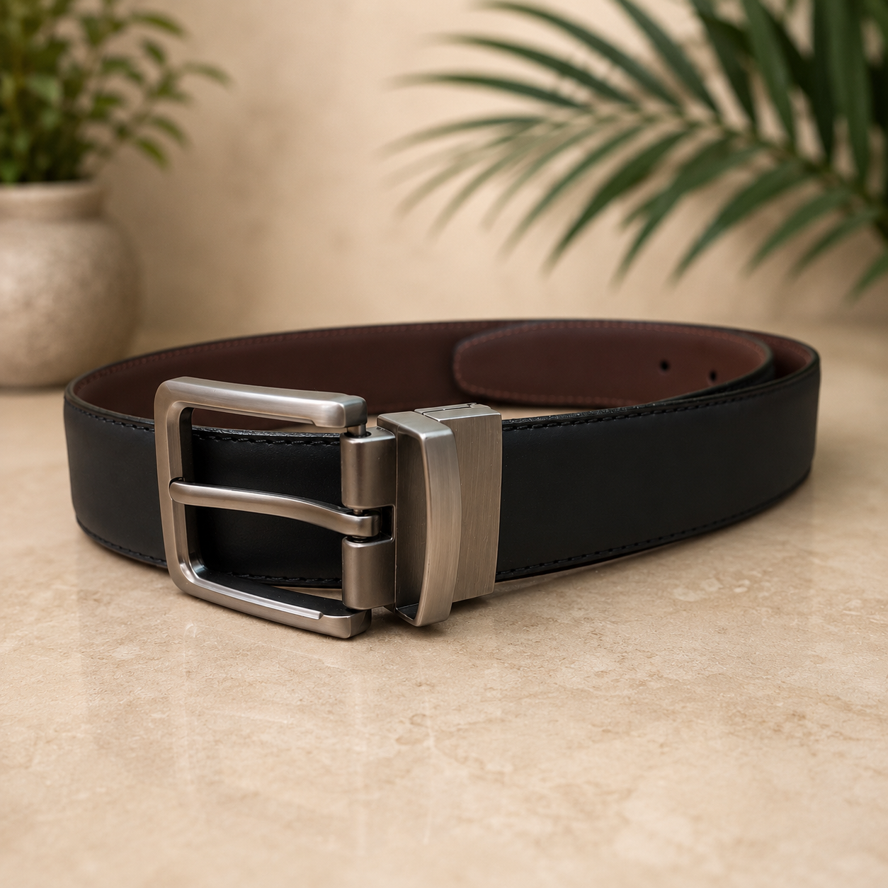 Beltrex DuoFlex 2-in-1 Matte Leather Belt (Dark Chocolate Brown & Black)