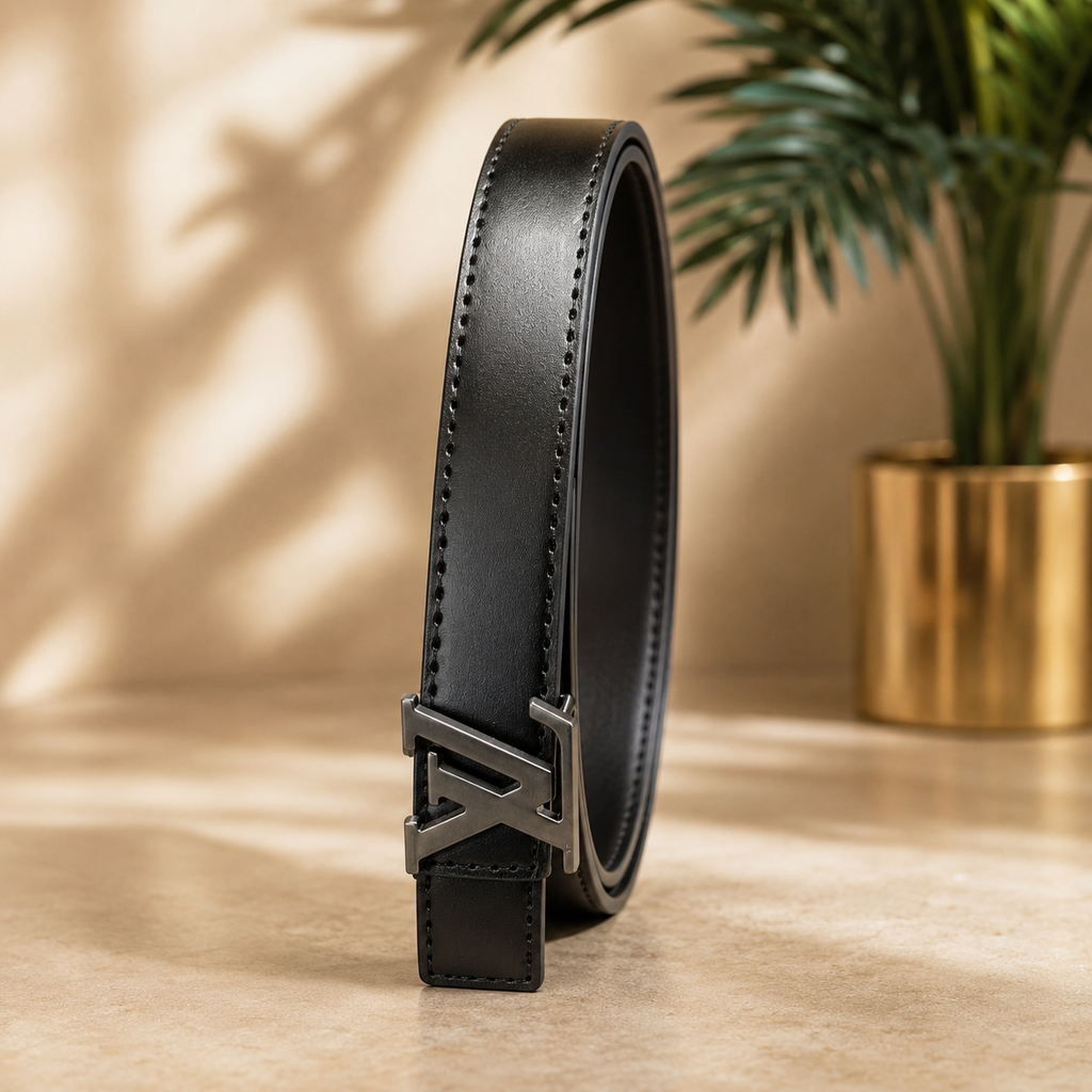 Women Classic Black Belt - Gunmetal Buckle
