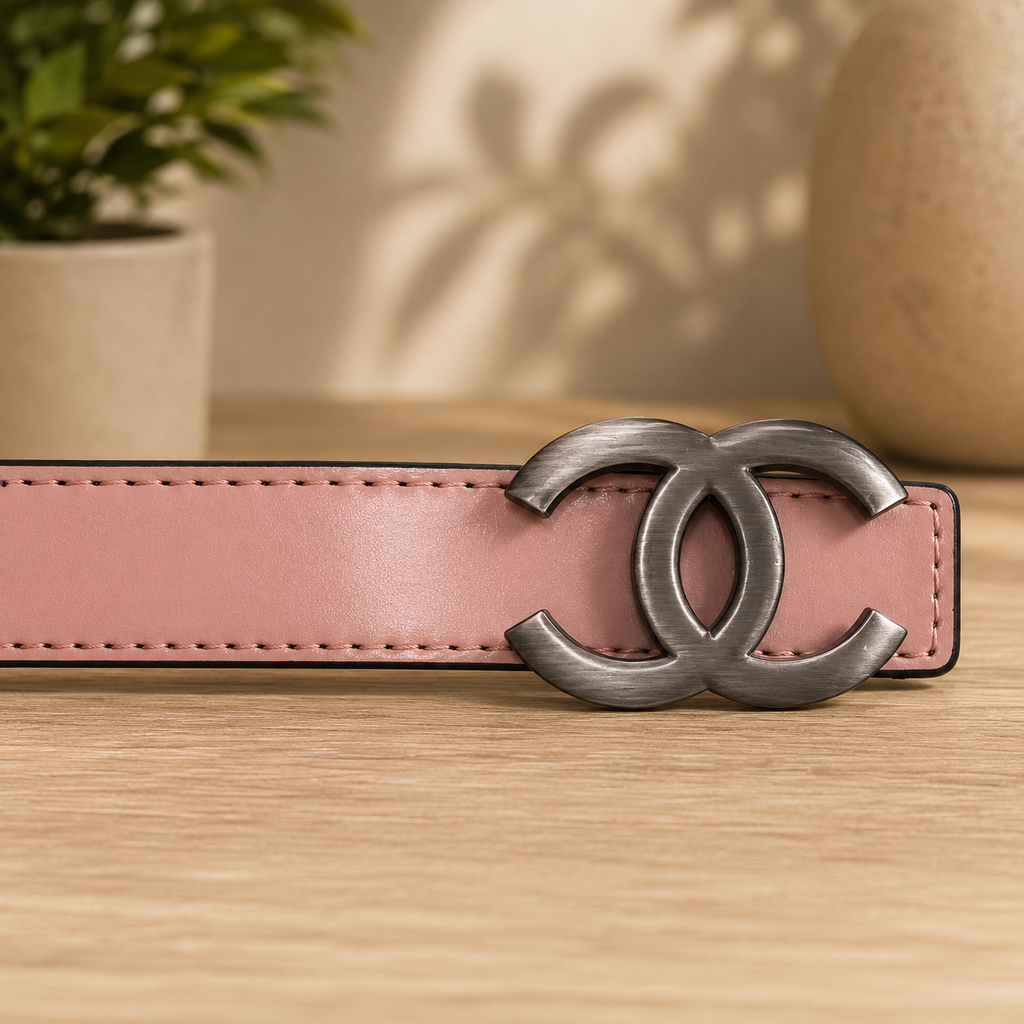 Women Classic Light Pink Belt – Gunmetal Buckle