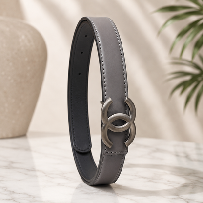 Women Classic Light Grey Belt – Gunmetal Buckle