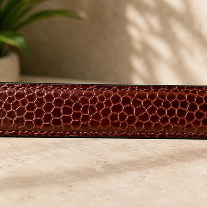 Women Burgundy Premium Leather Belt (Silver Buckle)