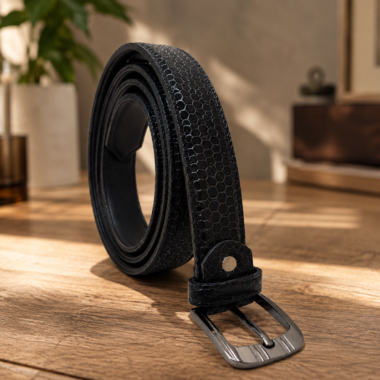 Women Black Leather Belt