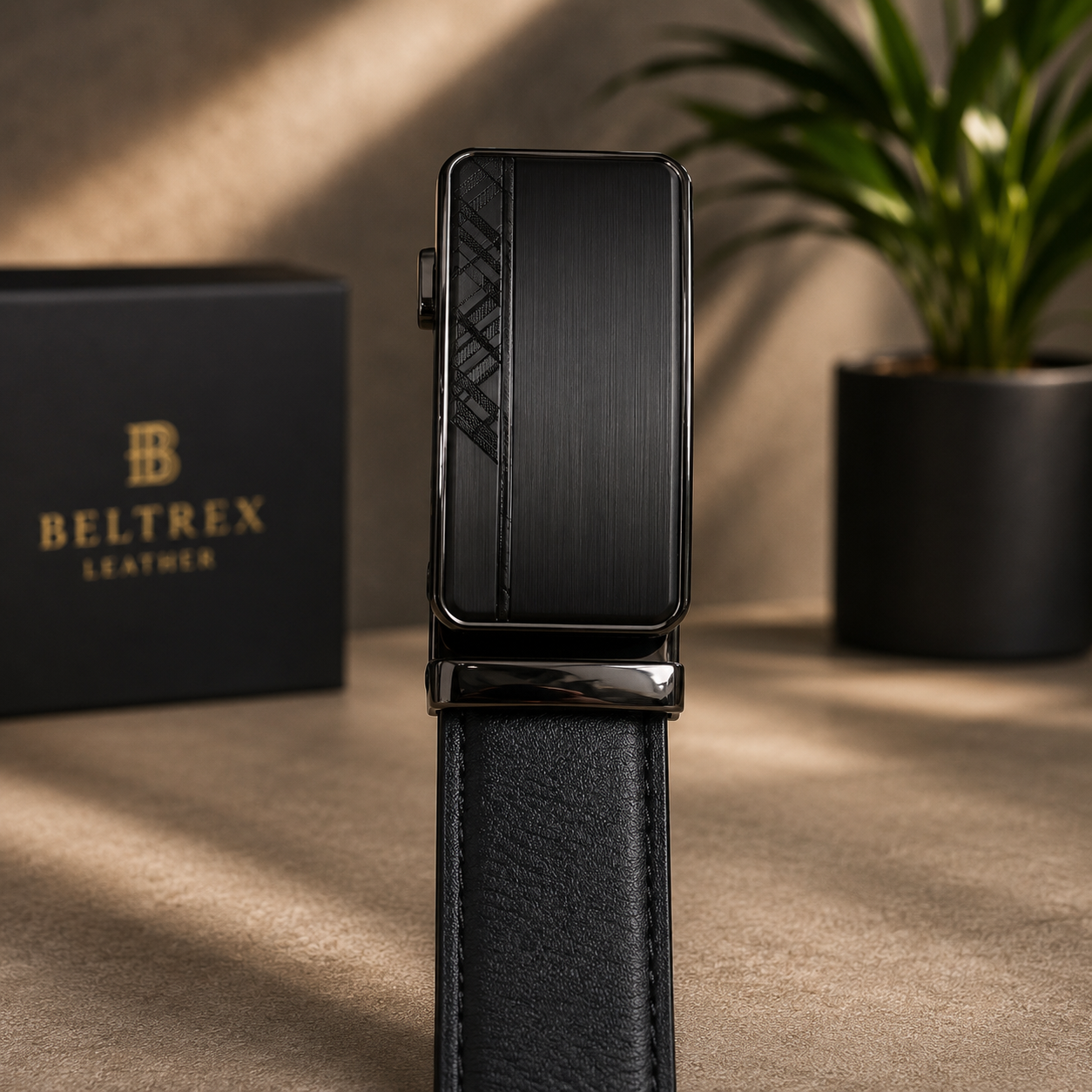 Cow Leather Auto Lock Belt (Gunmetal Buckle)