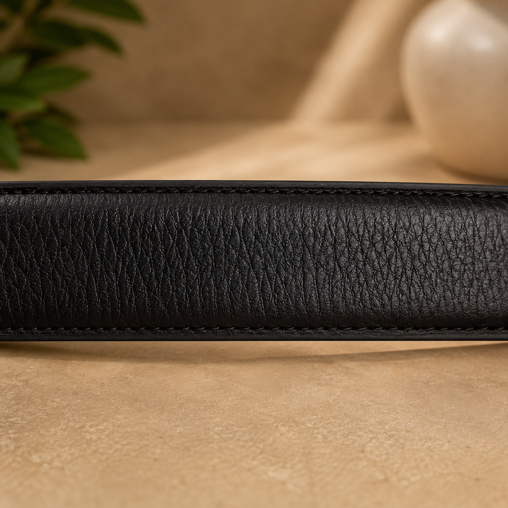 Cow Leather AutoLock Belt (Double-Line Metallic Buckle)