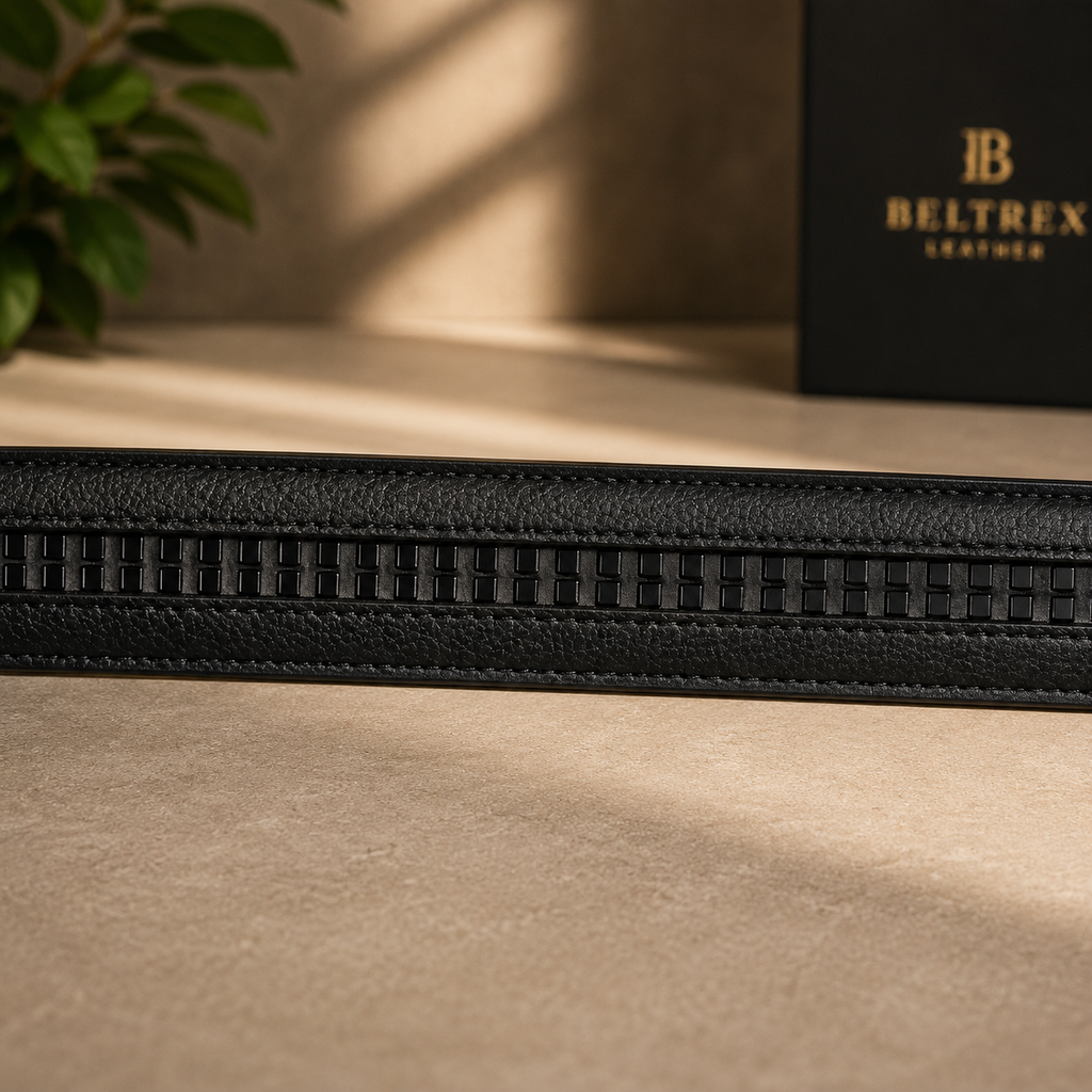 Cow Leather AutoLock Belt (Double-Line Metallic Buckle)