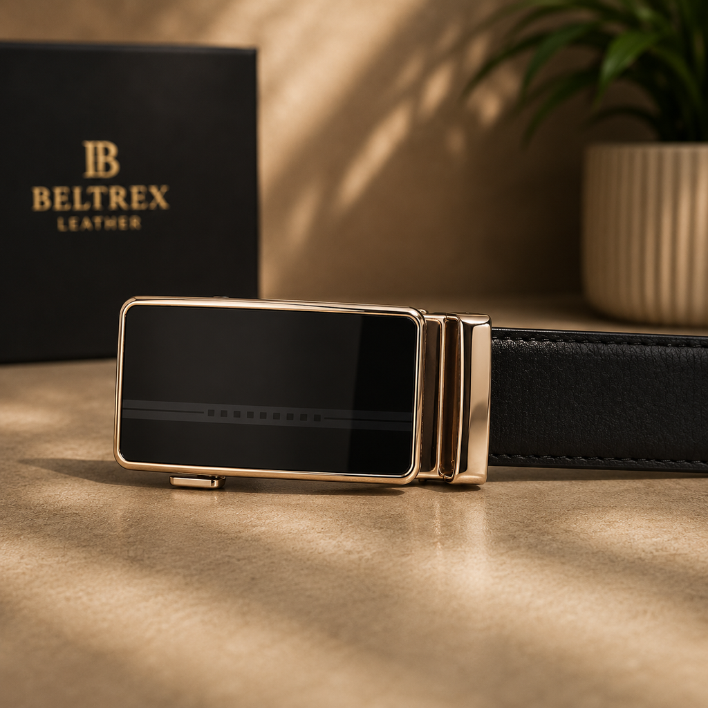 Beltrex Gold Edition Cow Leather AutoLock Belt (Golden Buckle)
