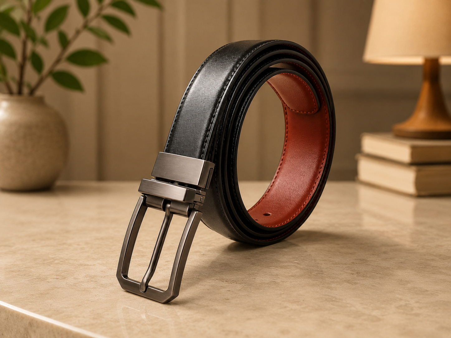 Beltrex DuoFlex 2-in-1 Reversible Leather Belt (Black & Burgundy)