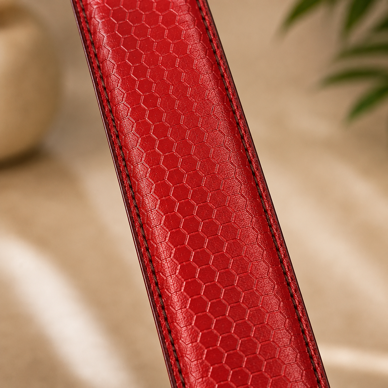 Woman Red Leather Belt