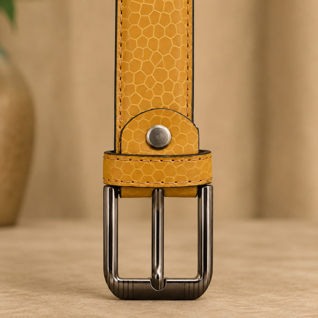 Woman Yellow Leather Belt