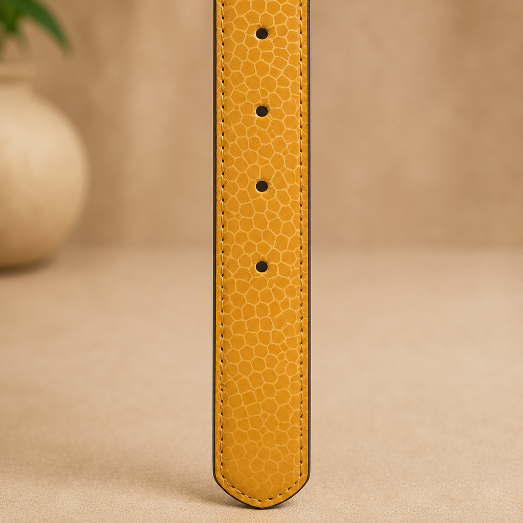 Woman Yellow Leather Belt