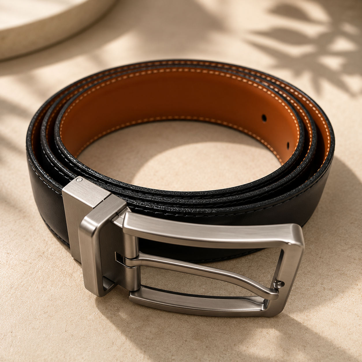 Beltrex DuoFlex 2-in-1 Reversible Leather Belt (Black & Cognac Brown)