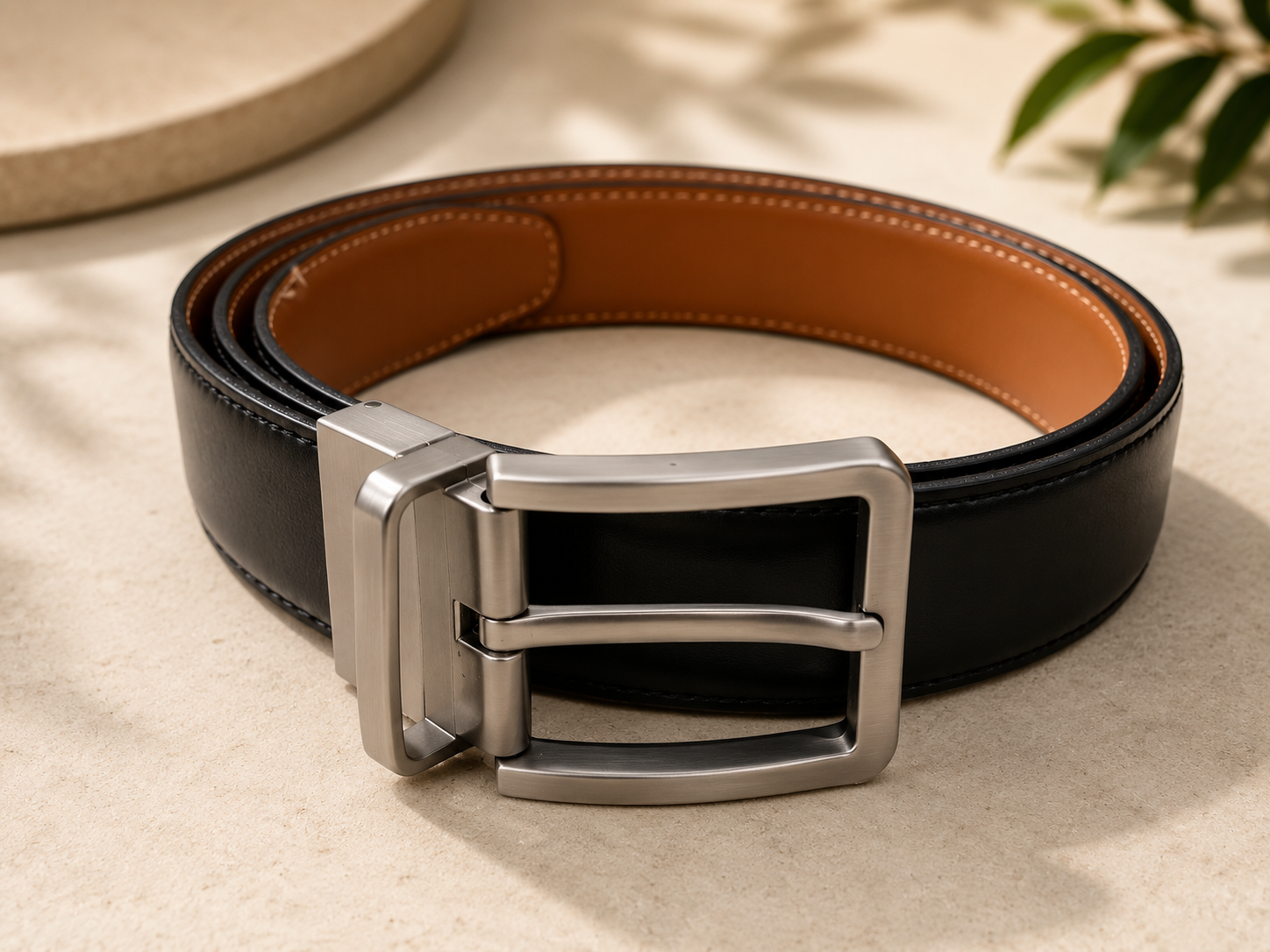 Beltrex DuoFlex 2-in-1 Reversible Leather Belt (Black & Cognac Brown)