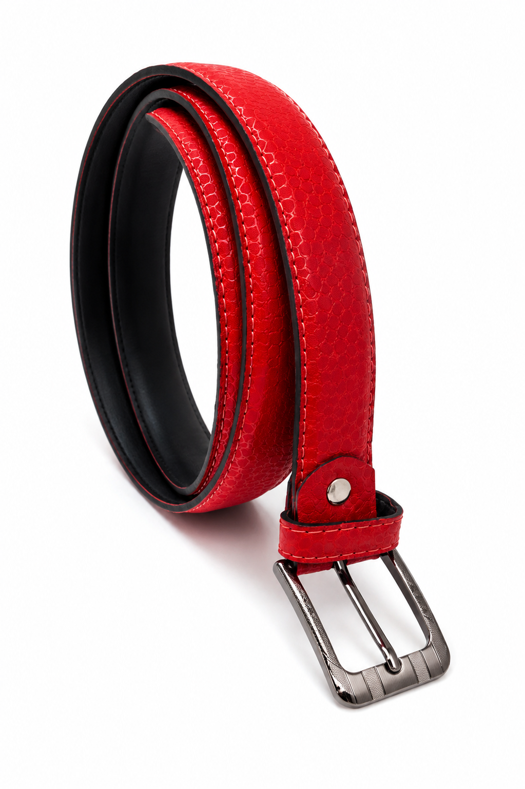 Woman Red Leather Belt